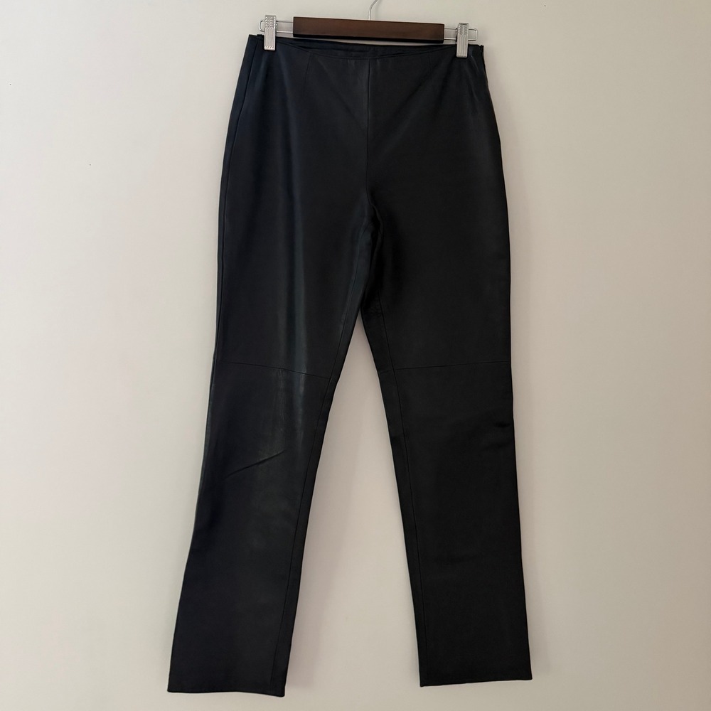 Hugo Buscati Collection Genuine Leather Pants Trousers Black Women Size 6